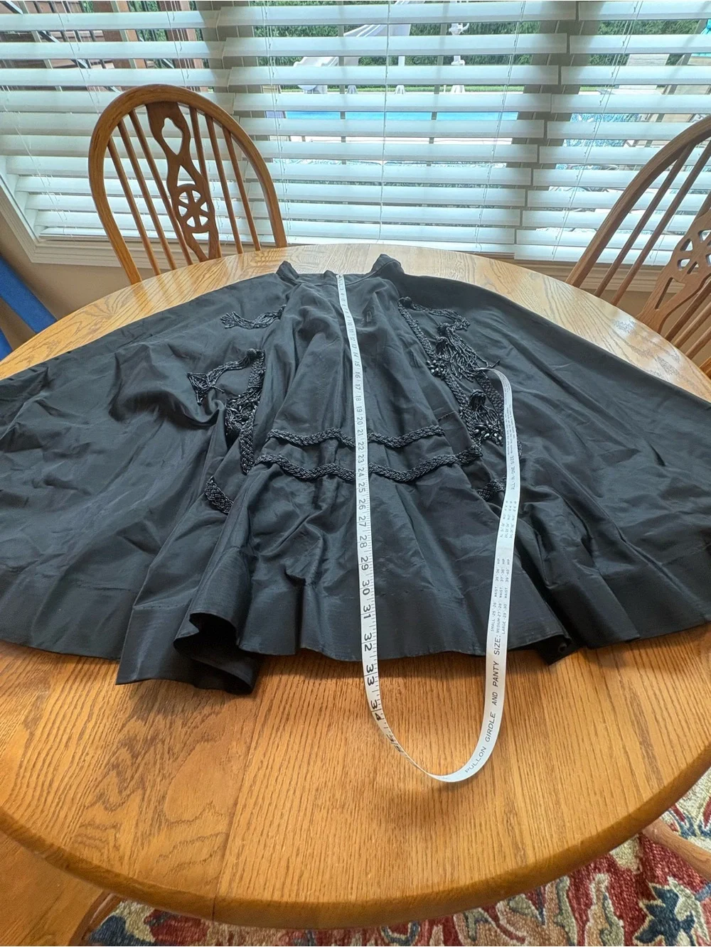 Vintage Black Taffeta Long Beaded Maxi Skirt Size S Custom